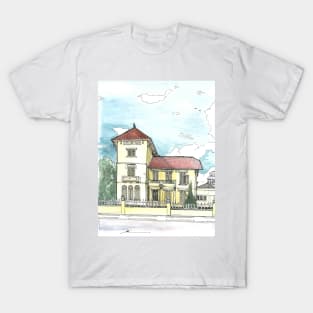 French Colonial House Da Lat Vietnam Illustration T-Shirt